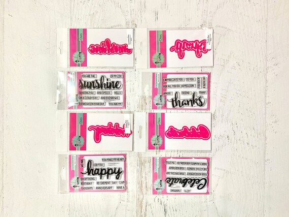 Pink & Main Sunshine, Thanks, Happy, or Celebrate Stamp/Die Set, 10-12 stamps/2 dies, paper crafting, card making, scrapbooking, sentiments