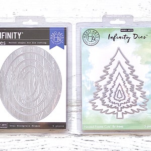 Hero Arts Infinity Oval Holzmaserung oder Tannenbäume Stanzformen, Kunst Journaling, Kartenherstellung, Scrapbooking, Papierherstellung, Winter, Herbst, Rahmen, Weihnachten