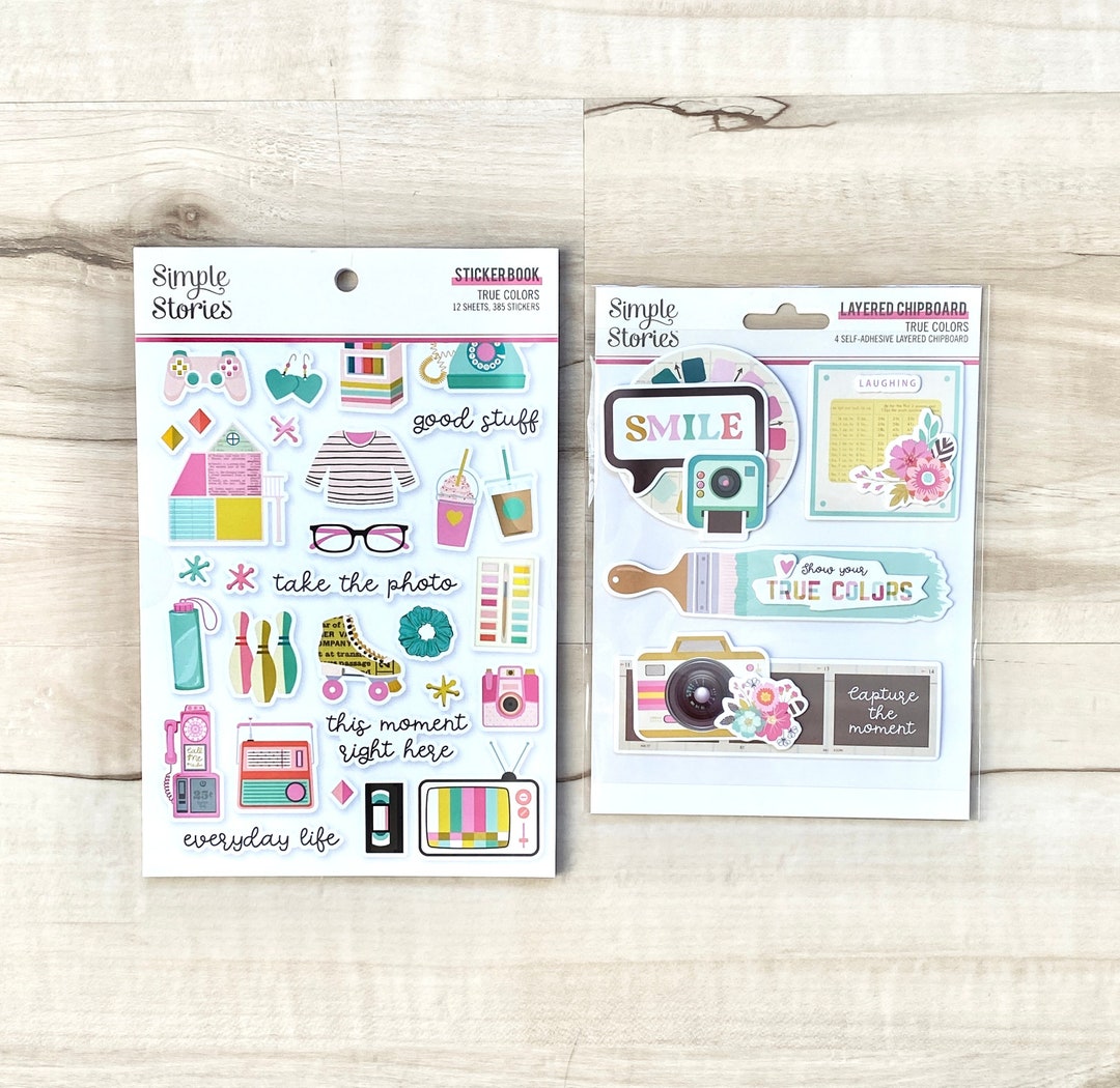 Simple Stories True Colors Sticker Book or Layered Chipboard Stickers ...