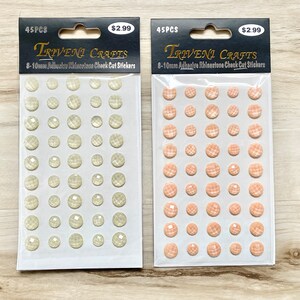 Triveni Crafts 8-10 mm 粘着ラインストーン チェック カット ステッカー、アイボリーまたはピーチ、カード作成、ペーパークラフト、ミックス メディア、アート ジャーナリング