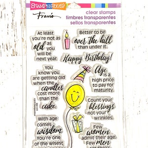 Stampendous clear Birthday Fun stempelset, Fran Seiford, stempelen, kaarten maken, papier knutselen, art journaling, mixed media, over de heuvel