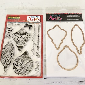 Dare 2B Artzy Ornament Tangle Stempel/Die Set, Frohe Weihnachten, Kartenherstellung, Papierherstellung, Scrapbooking, Weihnachten, Feiertage