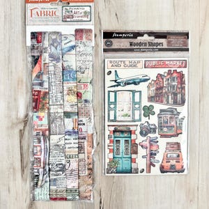 Stamperia Art of Traveling - Recortes láser de madera (11 piezas) o tela (4 hojas de 30 x 30 cm), manualidades de papel, técnicas mixtas, diario, encuadernación de libros, fabricación de tarjetas