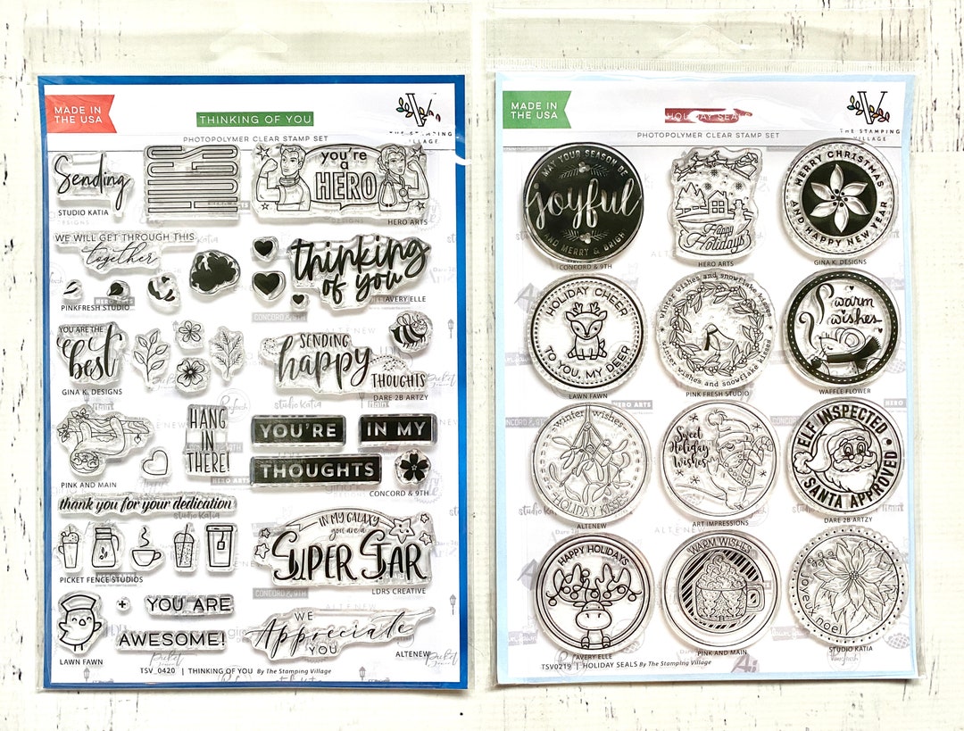 The Stamping Village Holiday Seals 12 Pc or Thinking of You 38 Pc Stamp