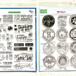 The Stamping Village Holiday Seals (12 piezas) o Thinking of You (38 piezas) Juego de sellos, vacaciones/navidad, elaboración de papel, fabricación de tarjetas, sentimientos