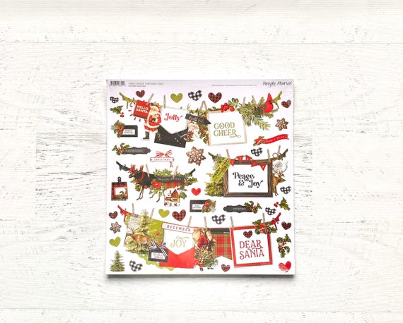 Simple Stories Simple Vintage Christmas Lodge Banner Border Stickers, 12 X 12 Christmas sticker sheet, planners, paper crafting, card making
