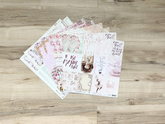 Prima Mixed Collection 12x12 Paper, 8 double-sided sheets/4 designs, 2 sheets each, cards, paper crafting