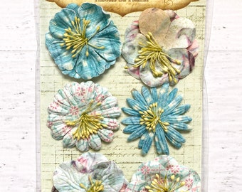 Prima ハンドメイドフラワー装飾品、6個入り、スクラップブッキング