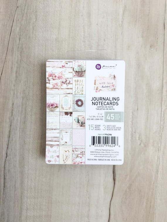 Prima With Love Journaling Cards, 3x4", 45 dbl-sided cards 15 designs, cards, paper crafting
