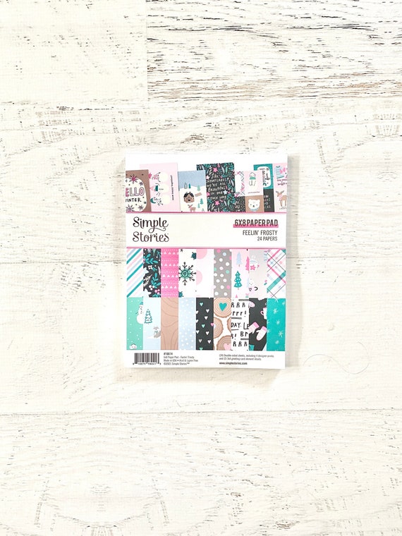 Feelin' Frosty 6X8" Paper Pad, Simple Stories, 24 dbl-sided pg, scrapbooking, paper crafting, card making, holiday, planner, journal, winter