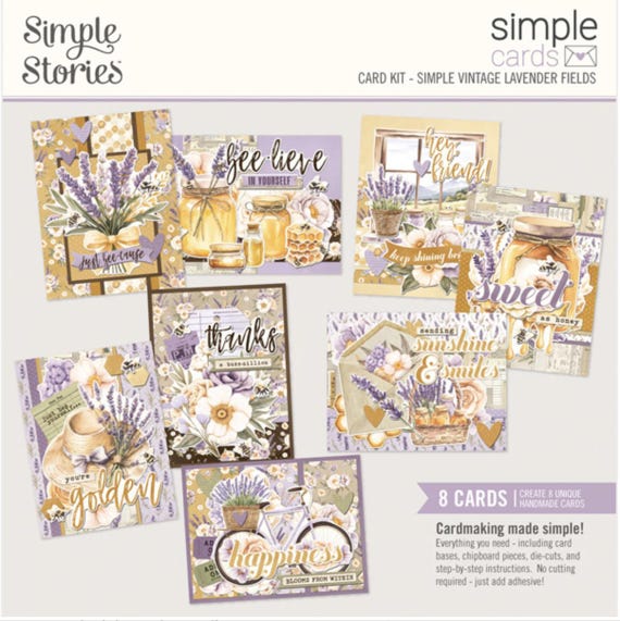 Simple Stories Simple Vintage Lavender Fields Card Kit, 8 diy cards, Birthday, Journaling, paper crafting