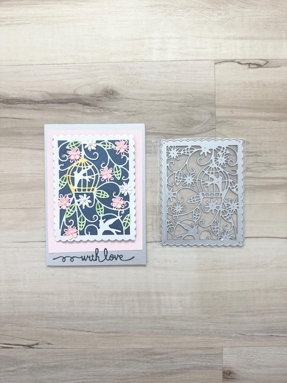 Unbranded Floral bird cage Frame thin metal die, 5.25x4.", A2, card making, scrapbooking, paper crafting, mixed media, embellishment