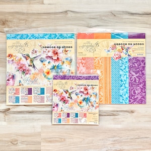 Paquete de colección de patrones y colores sólidos de 12 x 12 o 8 x 8 de Graphic 45 Flight of Fancy, kit de scrapbooking, fabricación de tarjetas, manualidades con papel, mariposas