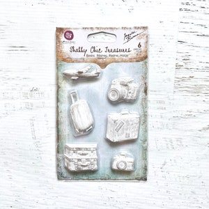 Tesoros Shabby Chic de Prima, Explore Resins, manualidades de papel, álbumes de recortes, fabricación de tarjetas, técnicas mixtas, viajes, cámara, maleta, avión, vacaciones