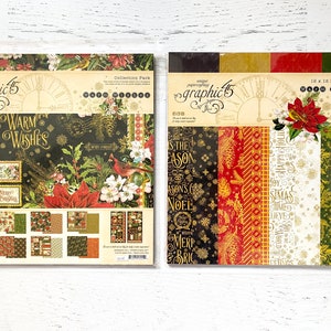 Graphic 45 Warm Wishes Collection Kit (mit Aufklebern) or Patterns & Solids, 30,5x30,5 cm mit 16 Blatt koordinierenden Papieren-2 von 8 Designs