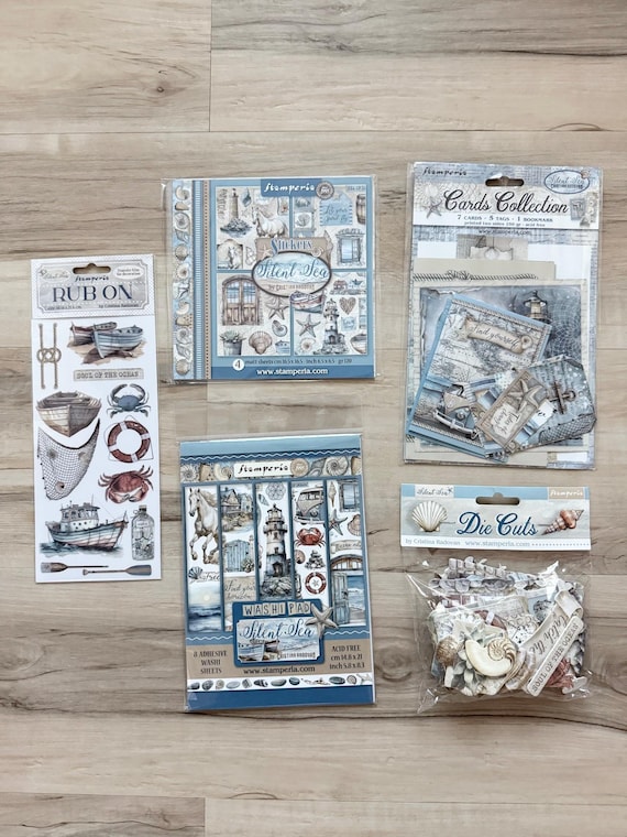 Stamperia Silent Sea Rub-ons, Stickers, Washi Pad, Card Collection or Chipboard Die Cuts, paper crafting, mixed media, journaling, cards
