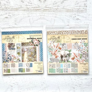 Colección Graphic 45 Cottage Life o Wild & Free 8xx8, paquete de 3 hojas de cada uno de los 8 diseños, doble cara, scrapbooking, manualidades con papel, fabricación de tarjetas