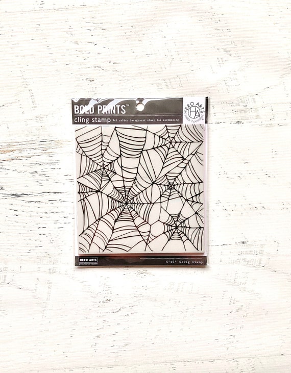 Hero Arts repositionable Cling Stamp, Spider Web Bold Prints, 6x6", Halloween stamping, card making, scrapbooking, paper crafting, treat bag