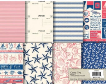 Canvas Corp. Out to Sea Nautical Paper Collection, 12X12 paper, 16 pages (2ea./8 designs), single sided, scrapbooks, journaling, mixed media