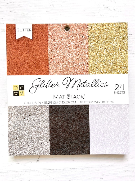 DCWV Cardstock Glitter Mat Stack, Pastels or Metallics,  6X6”, 24 sheet, glitter, card making, paper crafting, scrapbooking, mixed media