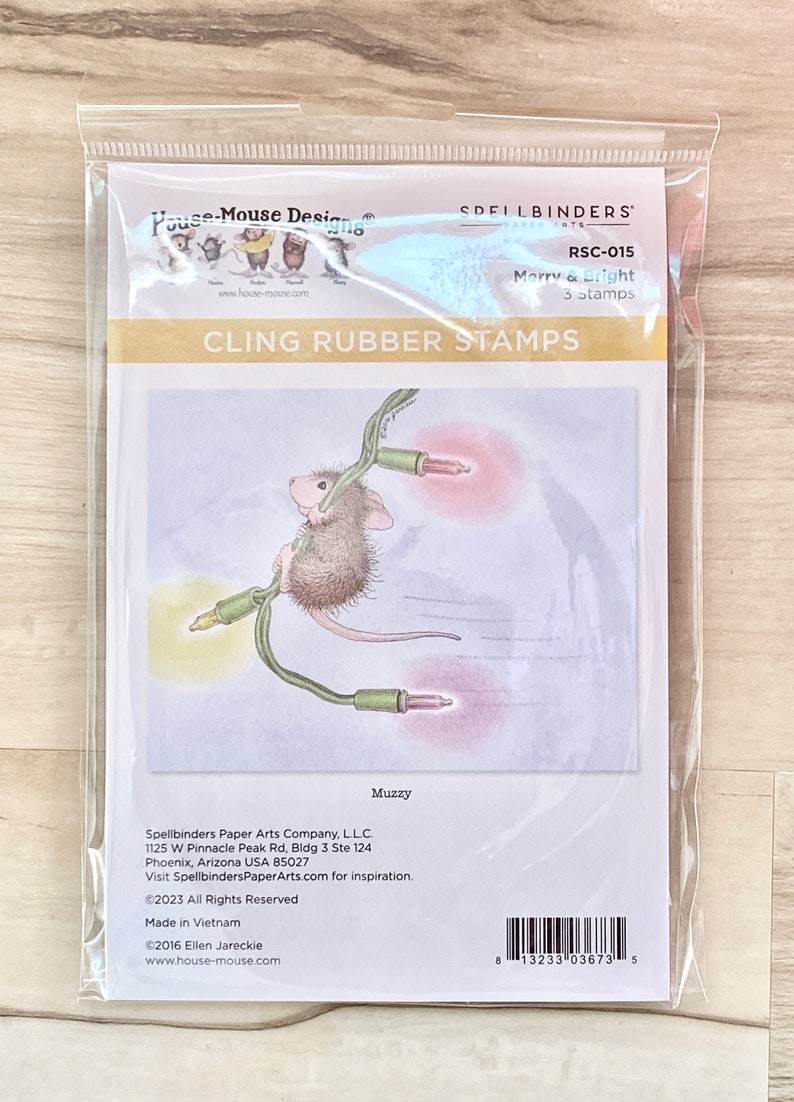 Spellbinders House Mouse Cling Stamps, Noel or Merry & Bright