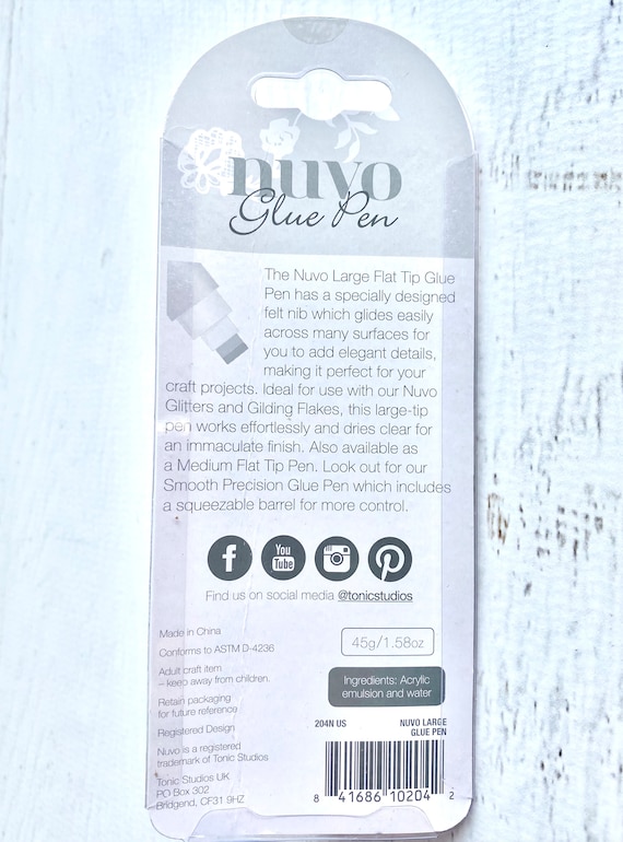 Nuvo Glue Pen, Flat Tip, Large, Dries Clear, for Papercrafting