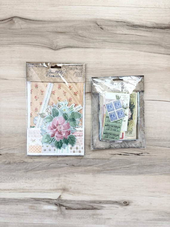 Tim Holtz, Idea-ology Ephemera Pack Palette or Worn Wallpaper Scraps, collage, paper crafting