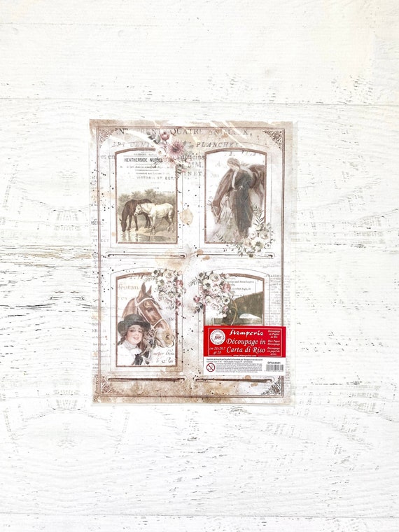 Stamperia Romantic Horses 4 Frames Rice Paper, decoupage, A4, 3 sheets/pkg, scrapbooking, card making, paper crafting, ranch, home decor
