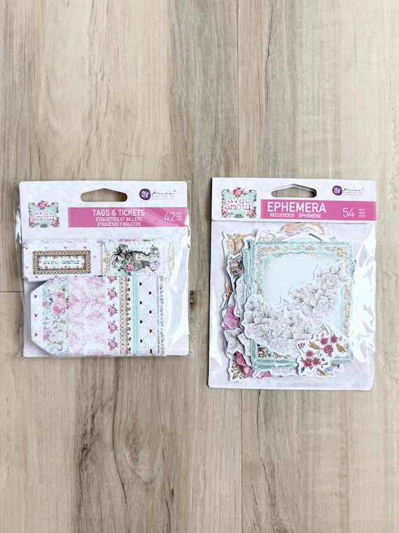 Prima Avec Amour foil detailed Ephemera or Tags & Tickets, journaling, cards, paper crafting