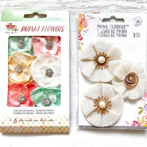 Prima Handmade Blumenverzierungen, Stoffblumen, Creme oder Pastellfarben, für Scrapbooking, Kartengestaltung, Journaling, Papierbasteln