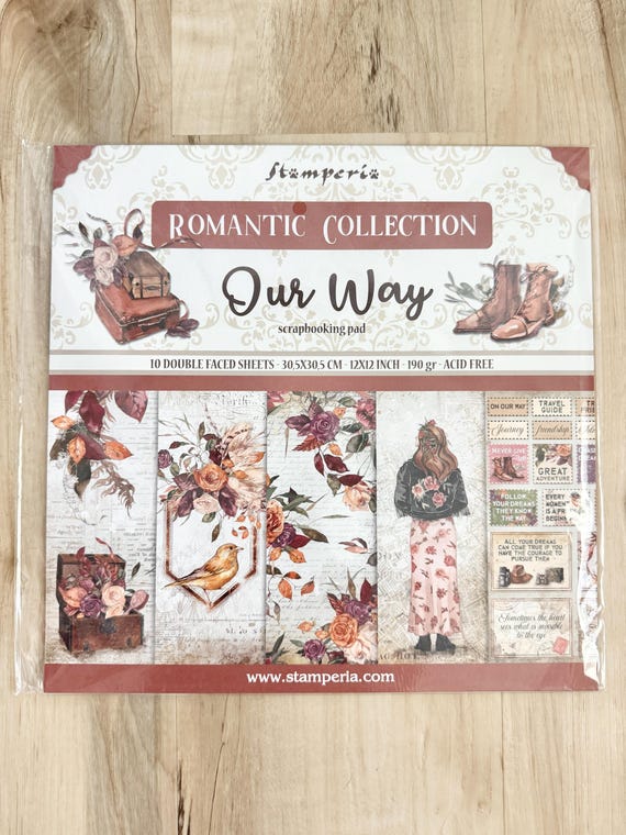Stamperia Our Way 12x12 paper collection, scrapbooking, card making, paper crafting, art journaling. women, roses, birds suitcase, boots