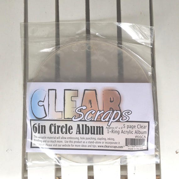 Mini album, 6', clear acrylic, circle- one ring, 5pg, scrapbook, mini album, mixed media, journaling
