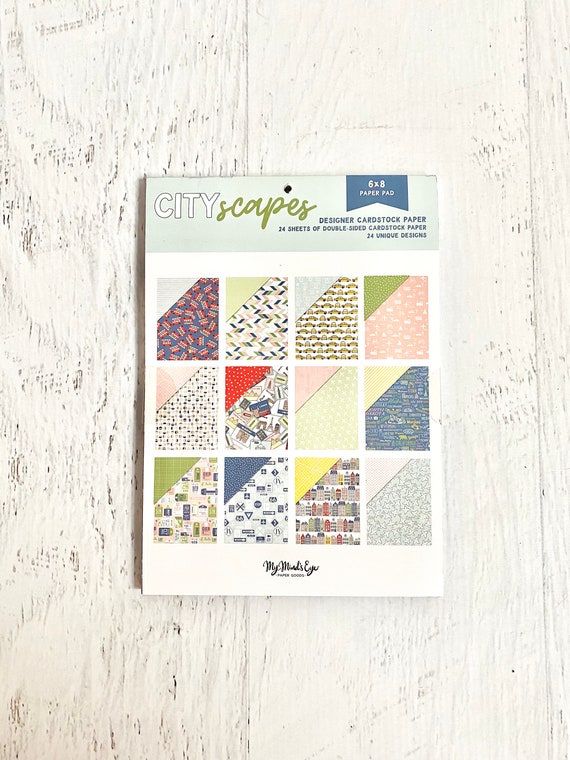 My Mind's Eye Cityscapes 6X8 Designer paper pad, 24 unique designs, double-sided, planners, card making, scrapbooking, paper crafting