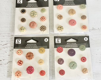 Wood Buttons, pkg of 8, by Studio G, embellishment for cardmaking, scrapbooking, papercrafting, art journaling, sewing, mixed media, dolls