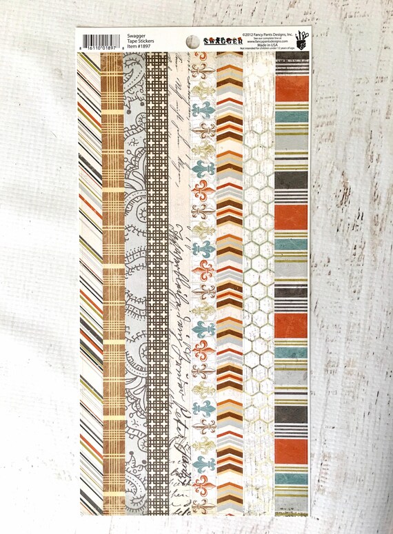 Fancy Pants Swagger Tape Stickers, Item #1897, contains 1 sheet of tape stickers for scrapbooking, cardmaking, papercrafting, art journaling
