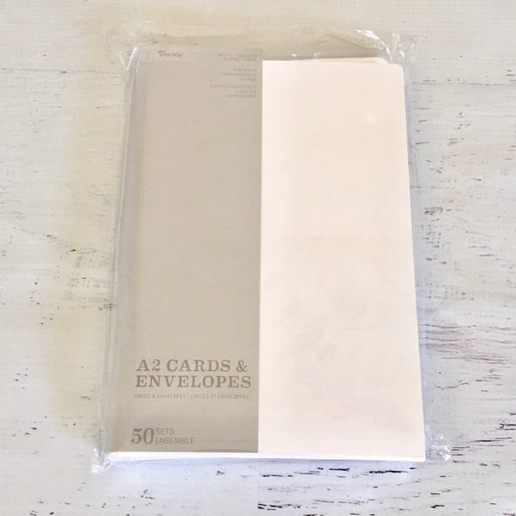 Darice blank cards and envelope set,white, 50 cards/envelopes, paper  crafting, card making, premium heavy weight cardstock, scored, 4X5