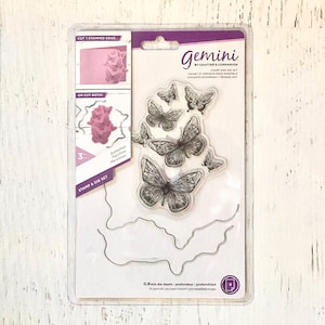 Crafter's Companion Stempel Set, Schmetterlinge, Schmetterlinge, Blumen, Kartenherstellung, Scrapbooking, Blumen, 10x10cm, größter Würfel ~10x5cm