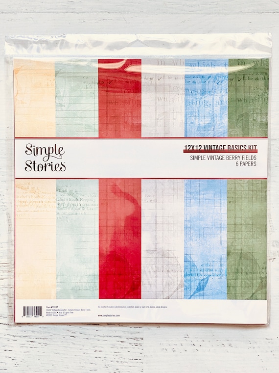 Simple Stories Simple Vintage Berry Fields 12x12 Collection, 12x12 Basics Kit, or 6x8 pad Scrapbooking, Card making, Journal, paper crafting