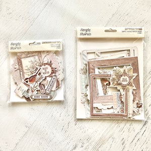 Histoires simples Cadres ou grappes d'agglomérés en couches de bois d'hiver vintage simples, agendas, scrapbooking, cartes, estampage, journal d'art