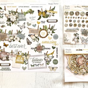 Simple Stories Eenvoudige vintage verweerde tuin bannerstickers 12 x 12, spaanplaatclusters of decoratieve braden, papier knutselen, kaarten maken