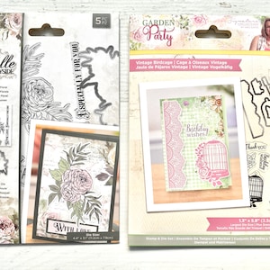 Garden Party oder Belle Countryside Stempel & Die Set von Crafter's Companion, sanft gebraucht, Kartenherstellung, Papierherstellung, Scrapbooking, Sentiment