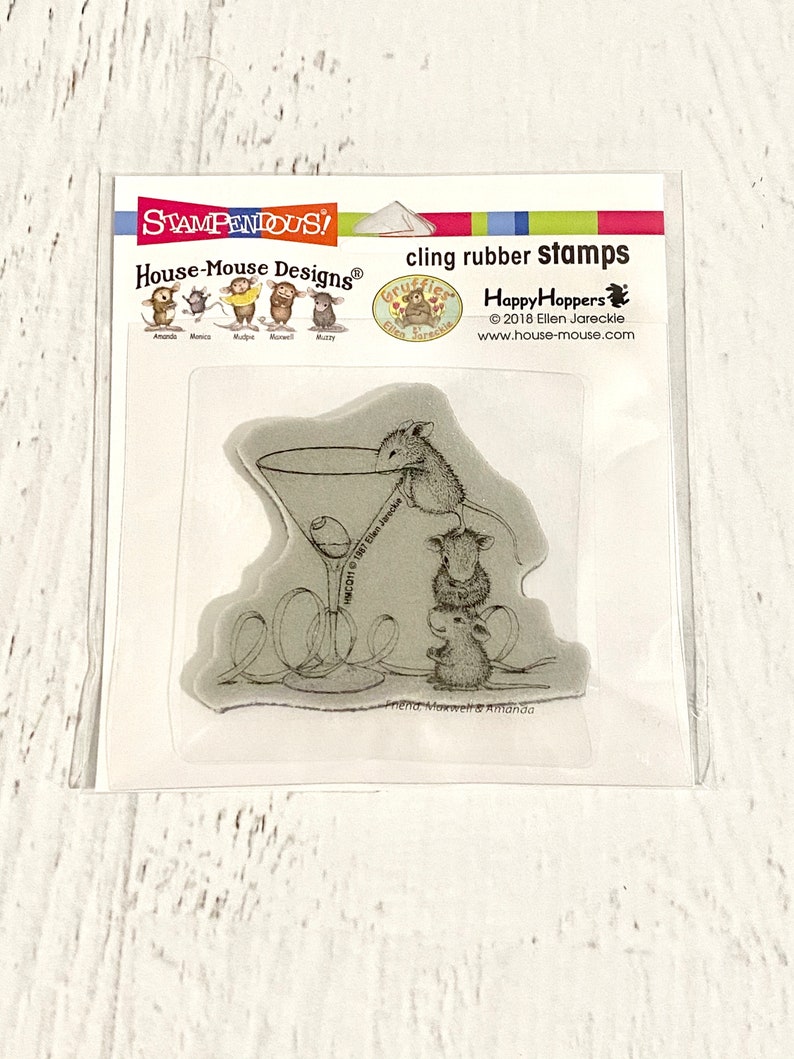 scrapbooking Martini Mice Stampendous repositionable Cling Stamp paper crafting stamping House Mouse by Ellen Jareckie card making