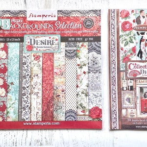 Stamperia Desire, Colección de Papel, Fondos Maxi 12x12" o Coleccionables, 10 hojas de doble cara/paquete, álbumes de recortes, fabricación de tarjetas, manualidades con papel