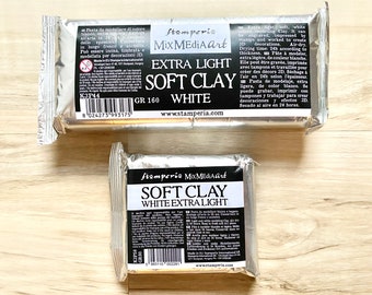 Stamperia Soft Clay, White Extra Light, Air Dry, paquete de 80 o 160 g, moldeado/forma, adorno, scrapbooking, fabricación de tarjetas, técnica mixta