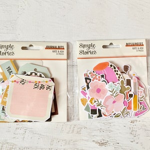 Simple Stories Kate y Ash Journal Bits and Pieces (57 piezas) o Bits & Pieces (57 piezas), planificadores, fabricación de tarjetas, elaboración de papel, collage