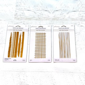 Placas de estampado en caliente Spellbinders Foiled Brushstrokes & Stripes, Woven o Modern Lines, scrapbooking, fabricación de tarjetas, manualidades con papel, diario