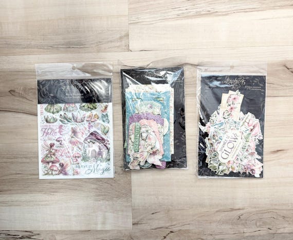 Graphic 45 Fairy Boutique Ephemera Assortment, Chipboard Tag & Frames, or Rub-on Transfers, card making, paper crafting, scrapbooking