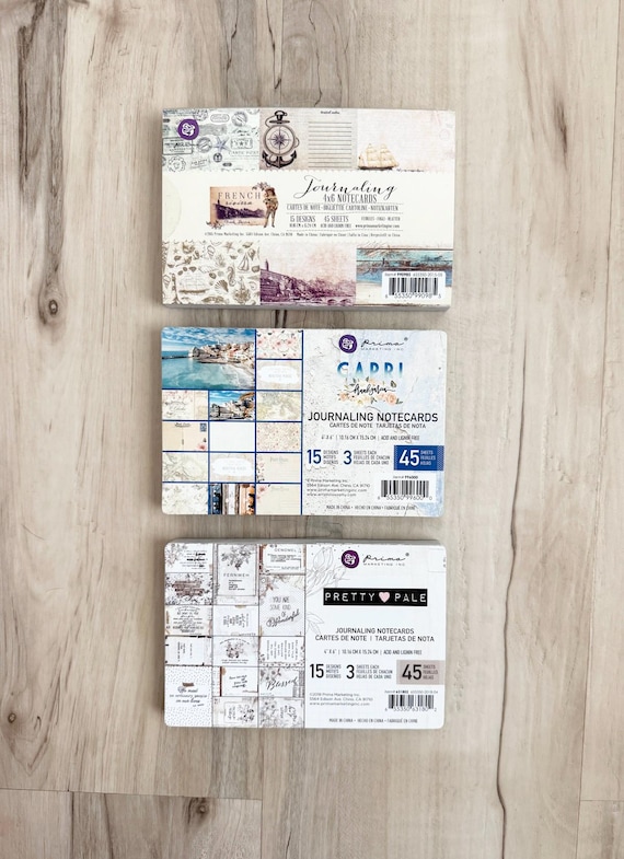 Prima French Riviera, Capri or Pretty Pale Journaling Cards, 48 double-sided sheets, journaling, papercrafting