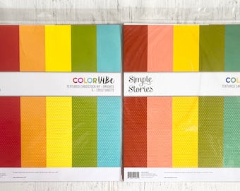Simple Stories Color Vibe Textured Cardstock in Brights or Bold, 12X12, 6 dbl-sided pgs, scrapbooking, papercrafts, card making, solids