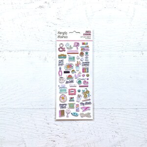 Pegatinas esponjosas Let's Get Crafty de Simple Stories (50 unidades), primavera/Pascua, planificadores, calendario de escritorio, fabricación de tarjetas, manualidades con papel, diario